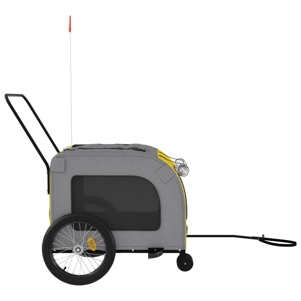 Pet Bike Trailer Yellow and Grey Oxford Fabric and Iron