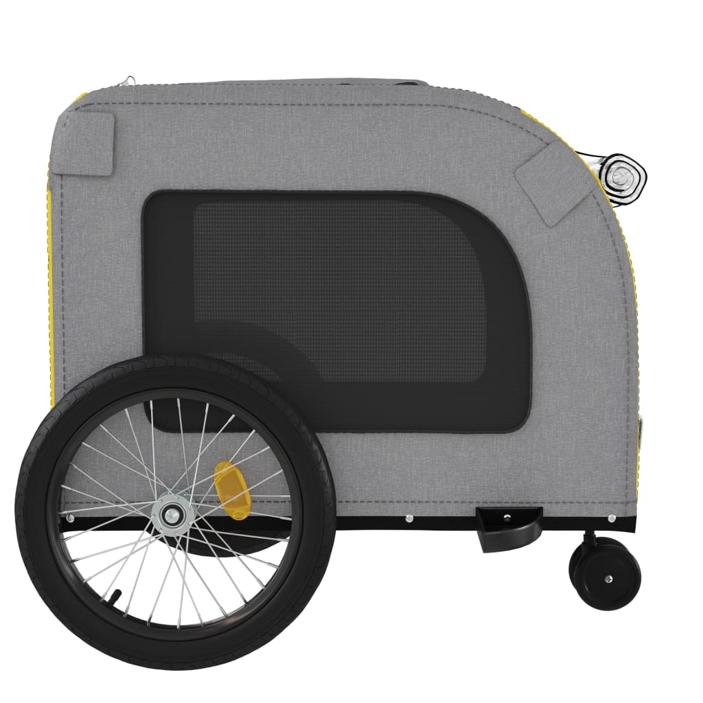 Pet Bike Trailer Yellow and Grey Oxford Fabric and Iron