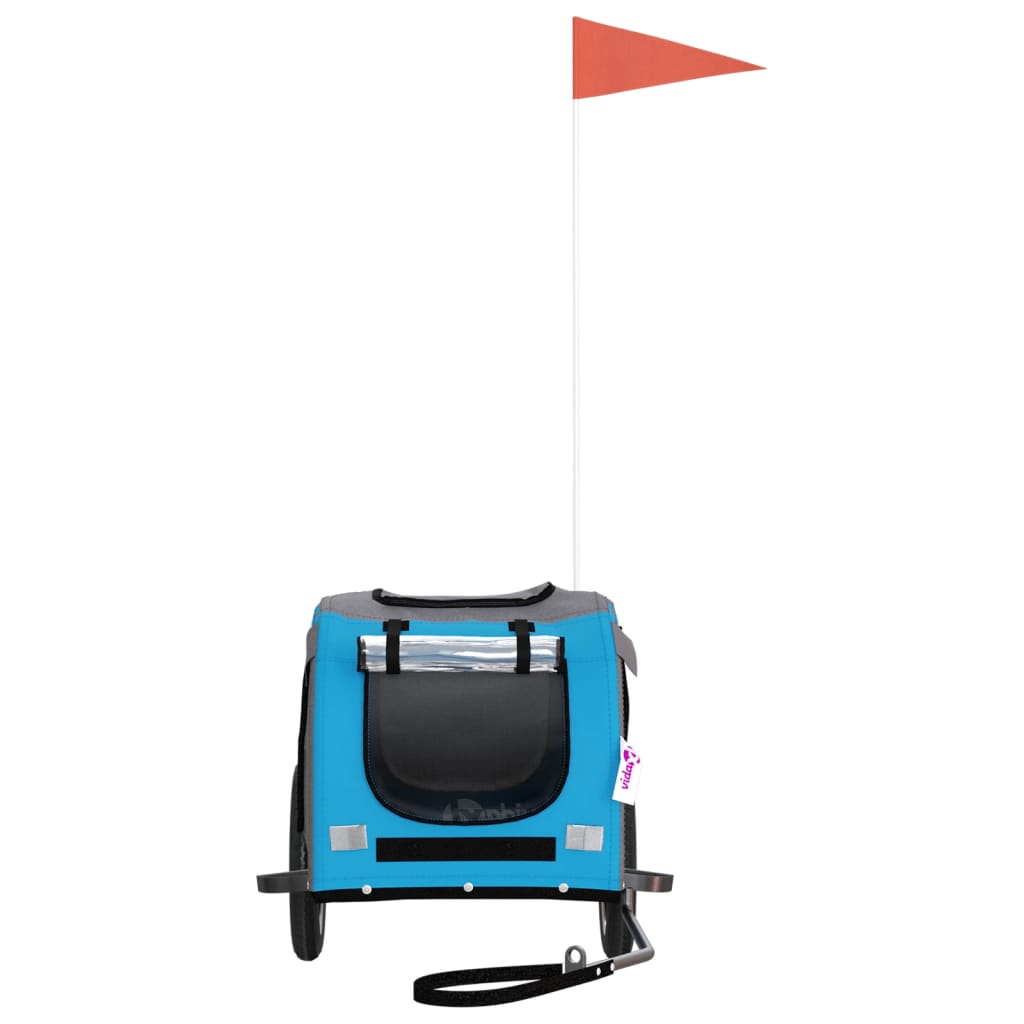 Pet Bike Trailer Blue and Grey Oxford Fabric and Iron