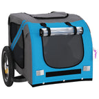 Pet Bike Trailer Blue and Grey Oxford Fabric and Iron