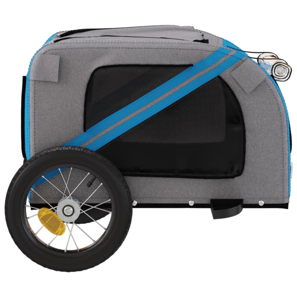 Pet Bike Trailer Blue and Grey Oxford Fabric and Iron
