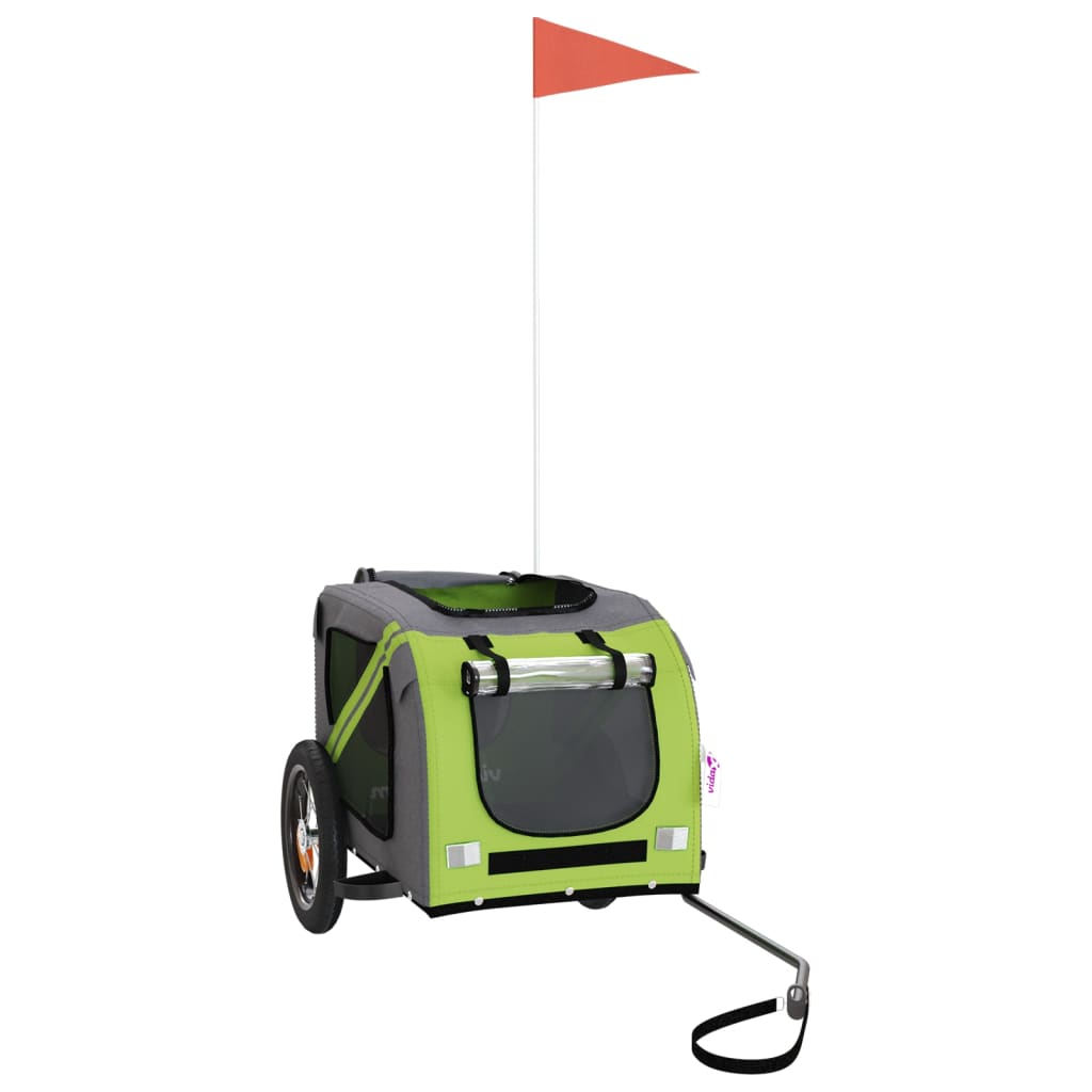 Pet Bike Trailer Green and Grey Oxford Fabric and Iron