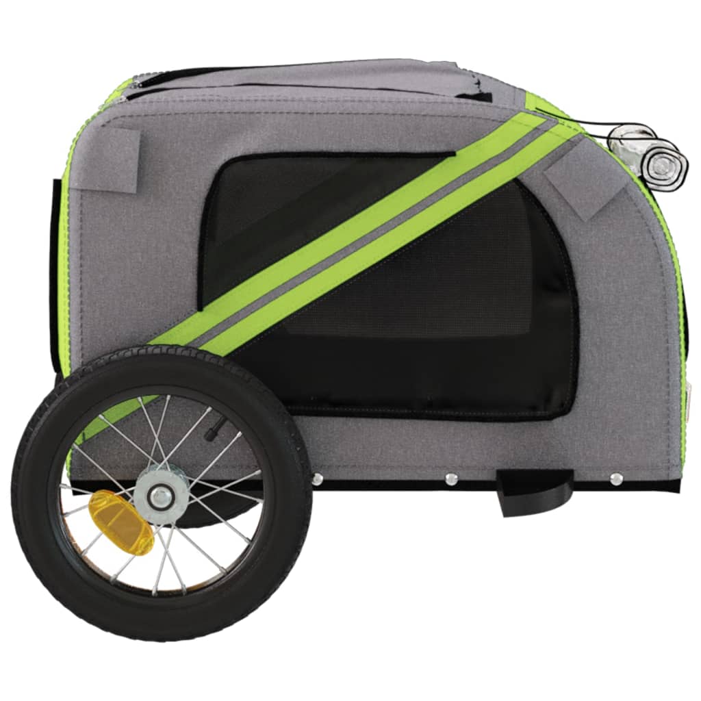Pet Bike Trailer Green and Grey Oxford Fabric and Iron