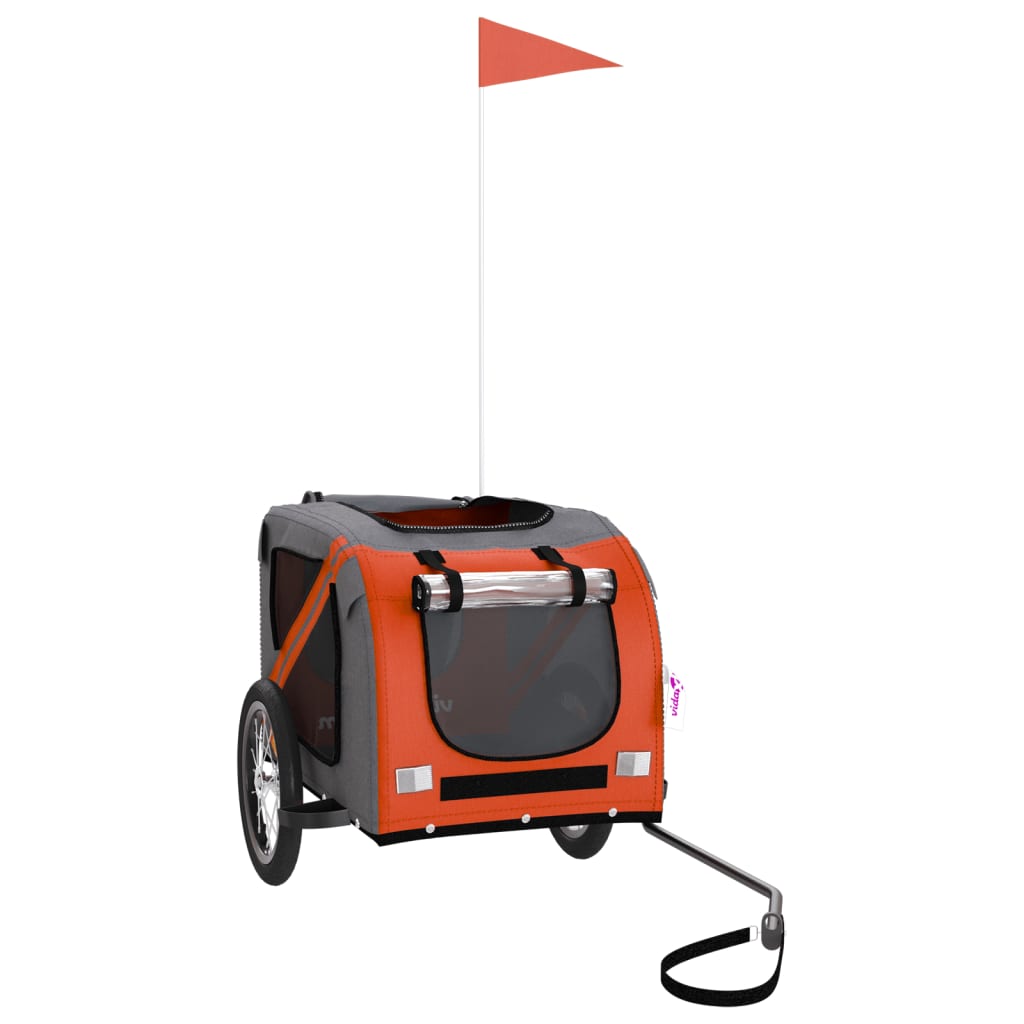 Pet Bike Trailer Orange and Grey Oxford Fabric and Iron