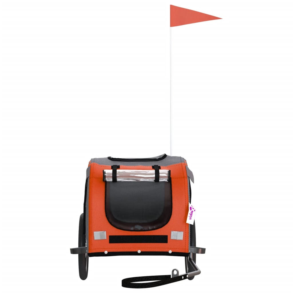 Pet Bike Trailer Orange and Grey Oxford Fabric and Iron