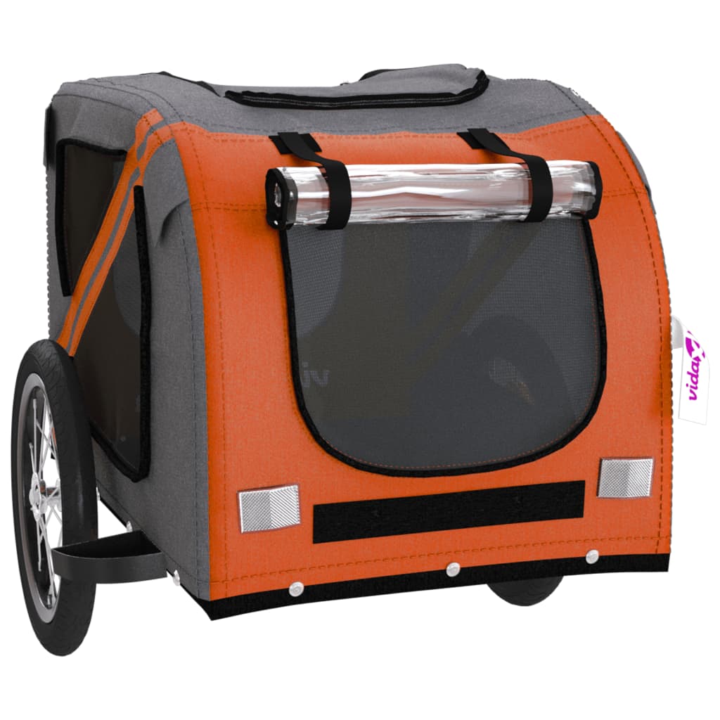 Pet Bike Trailer Orange and Grey Oxford Fabric and Iron