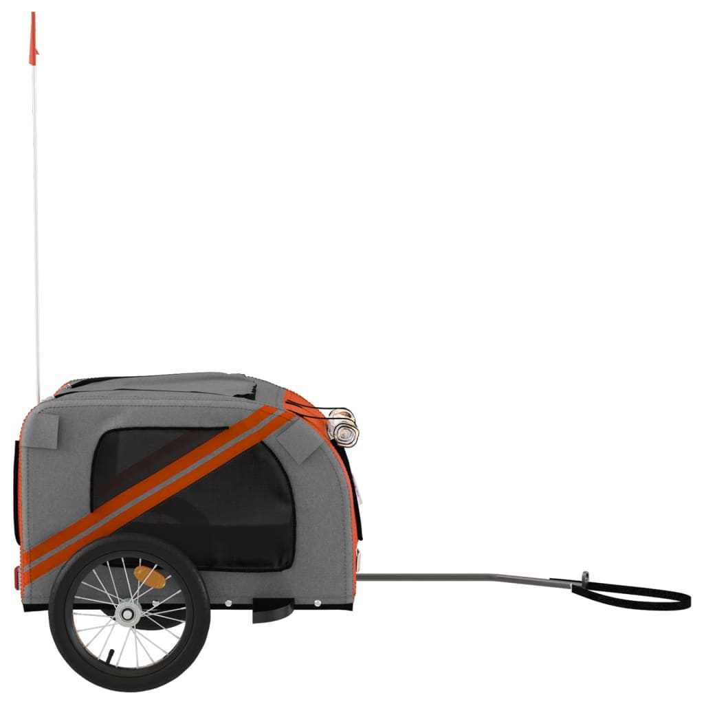 Pet Bike Trailer Orange and Grey Oxford Fabric and Iron