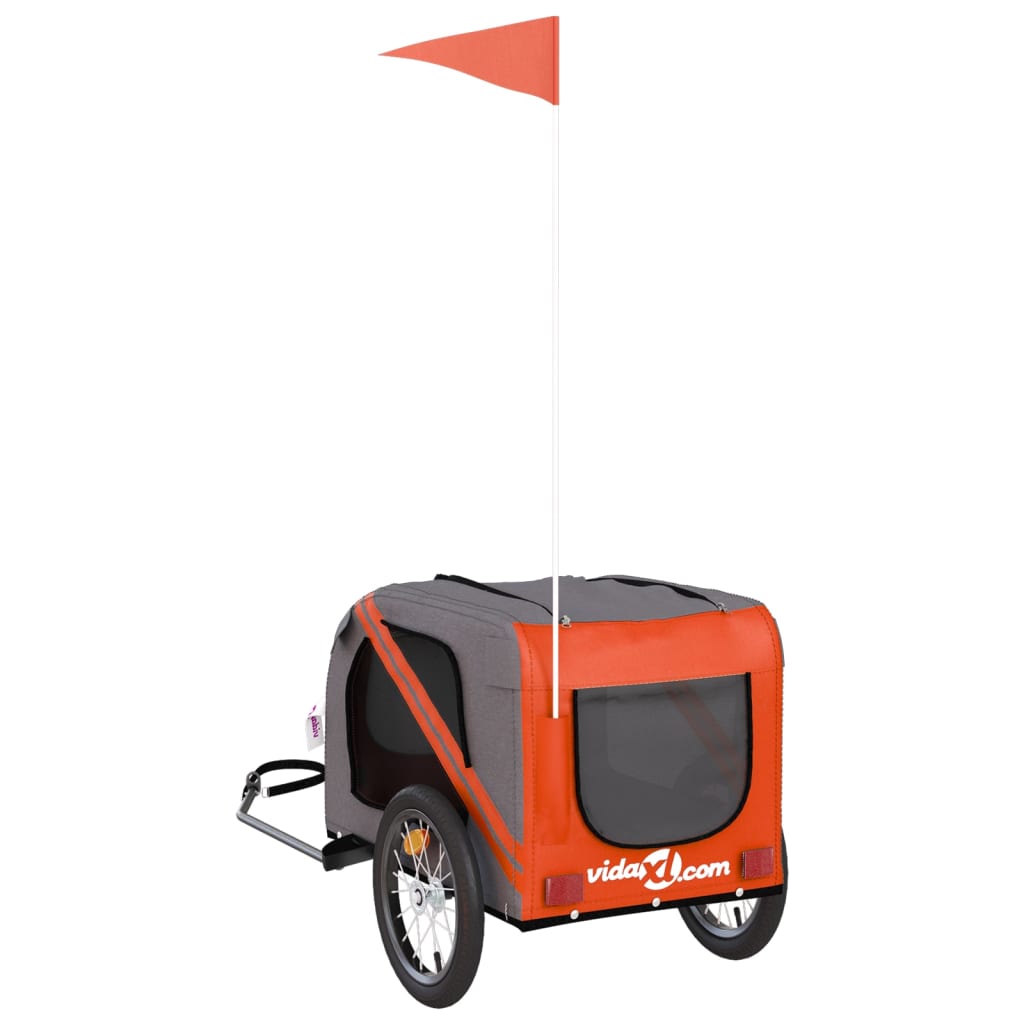 Pet Bike Trailer Orange and Grey Oxford Fabric and Iron