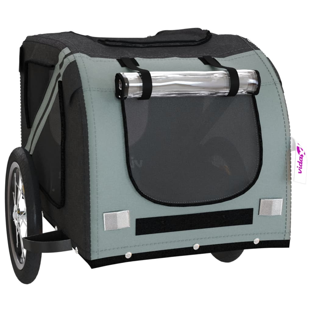Pet Bike Trailer Black and Grey Oxford Fabric and Iron