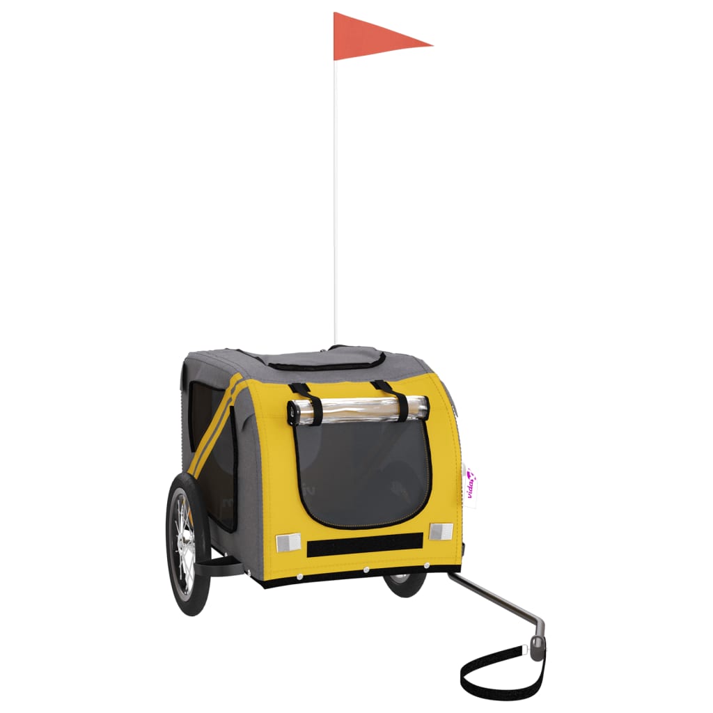 Pet Bike Trailer Yellow and Grey Oxford Fabric and Iron