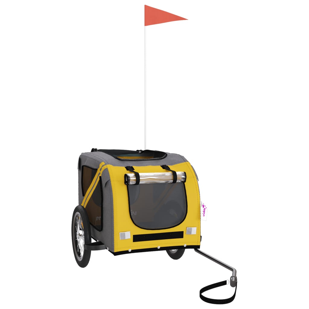 Pet Bike Trailer Yellow and Grey Oxford Fabric and Iron