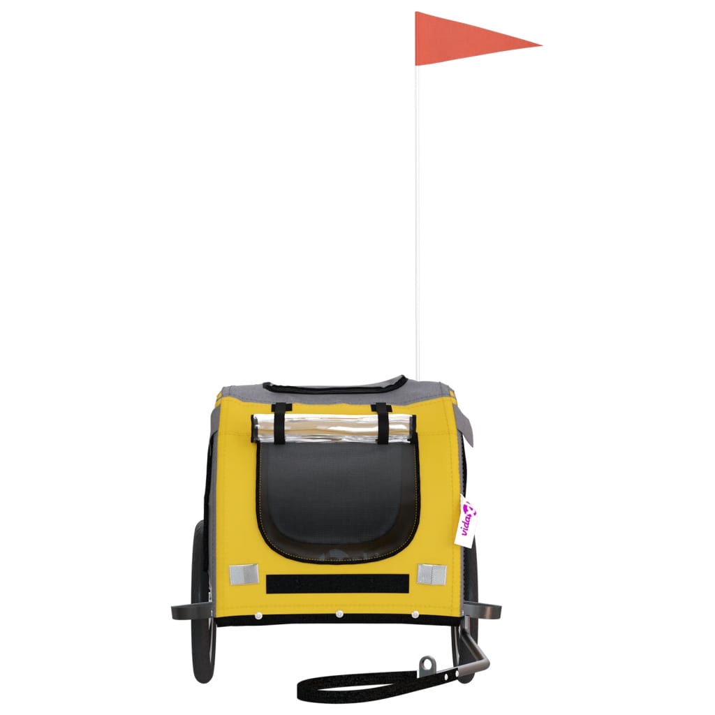 Pet Bike Trailer Yellow and Grey Oxford Fabric and Iron