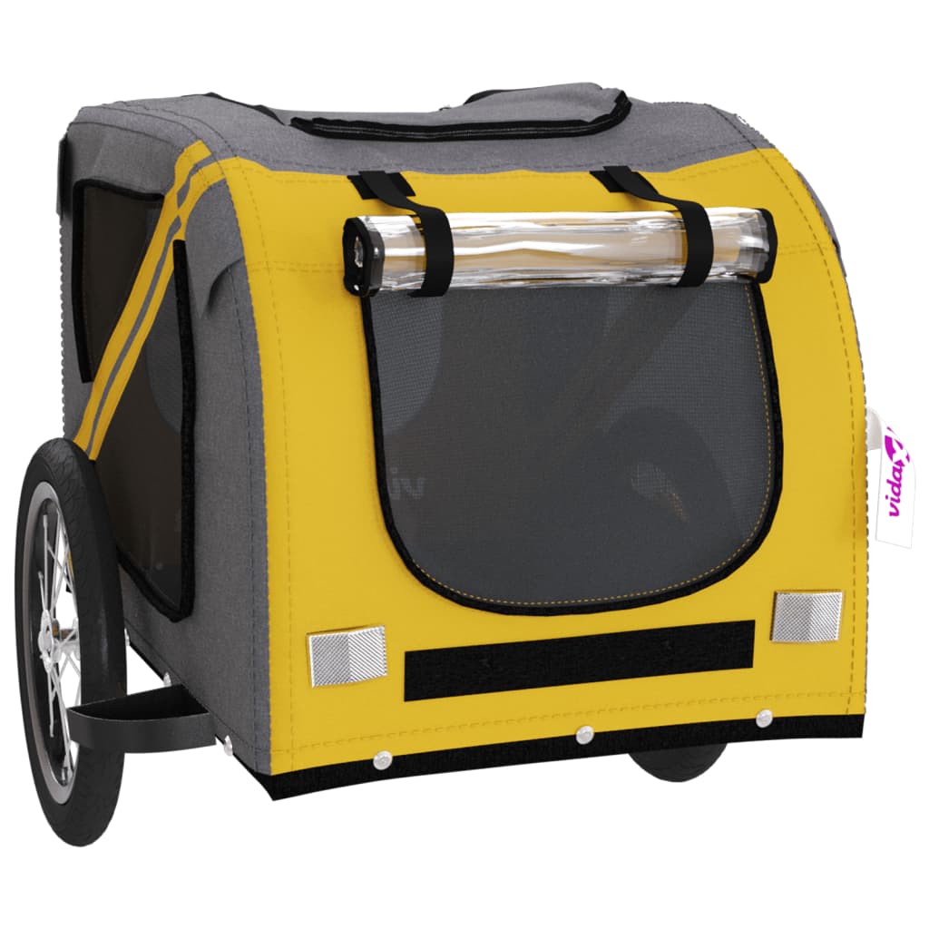 Pet Bike Trailer Yellow and Grey Oxford Fabric and Iron