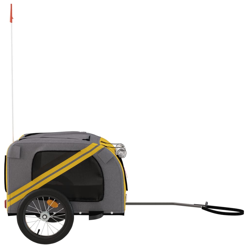 Pet Bike Trailer Yellow and Grey Oxford Fabric and Iron