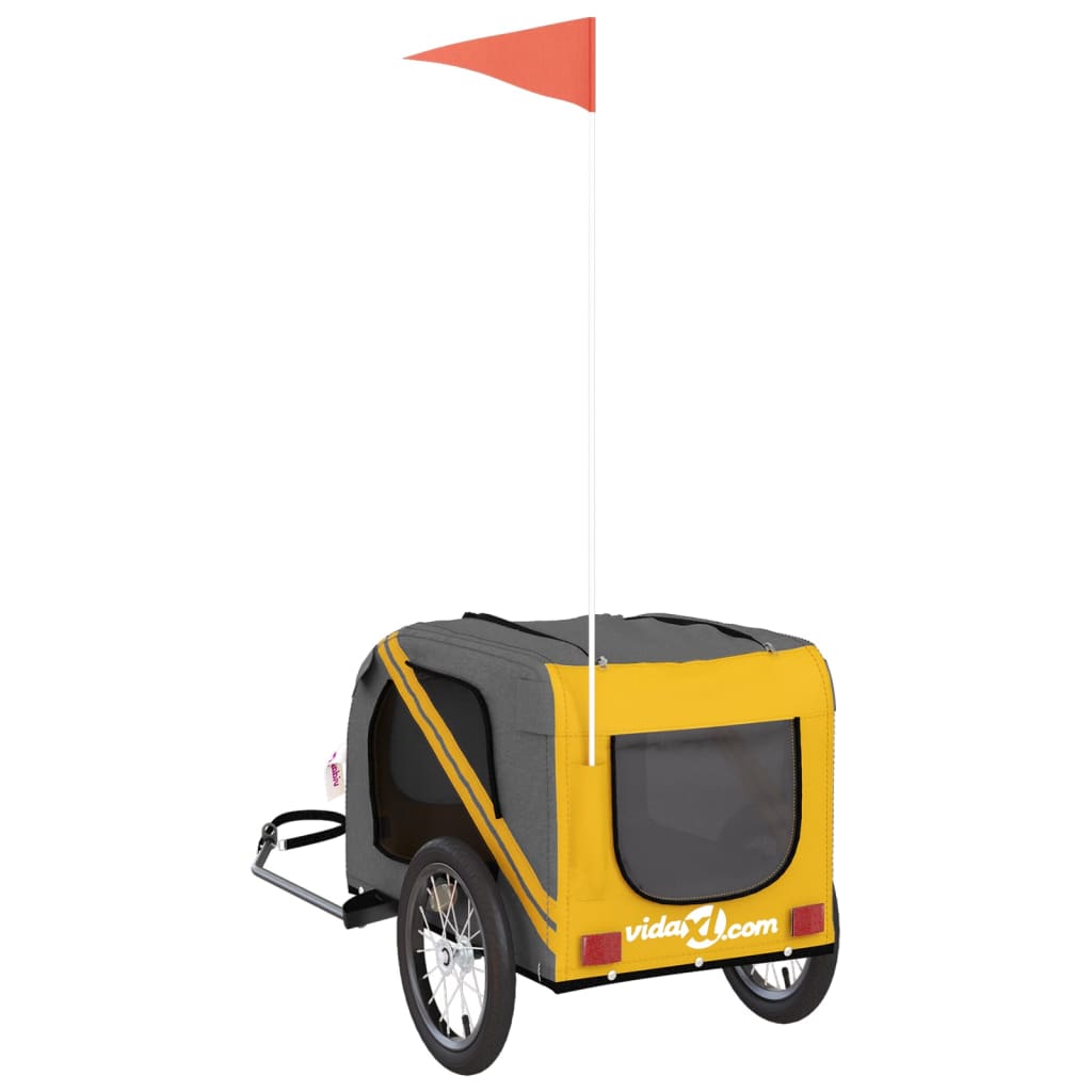 Pet Bike Trailer Yellow and Grey Oxford Fabric and Iron