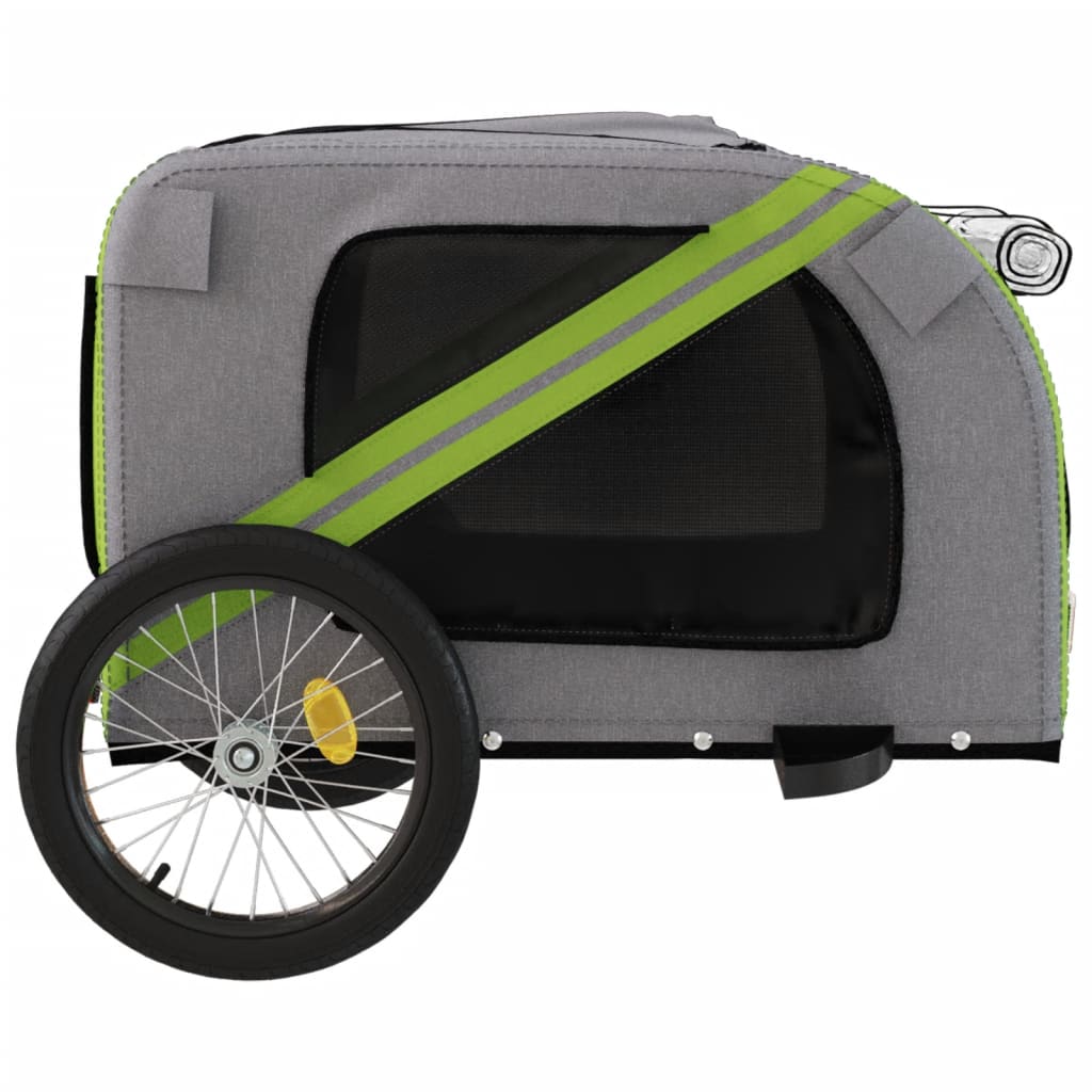 Pet Bike Trailer Green and Grey Oxford Fabric and Iron