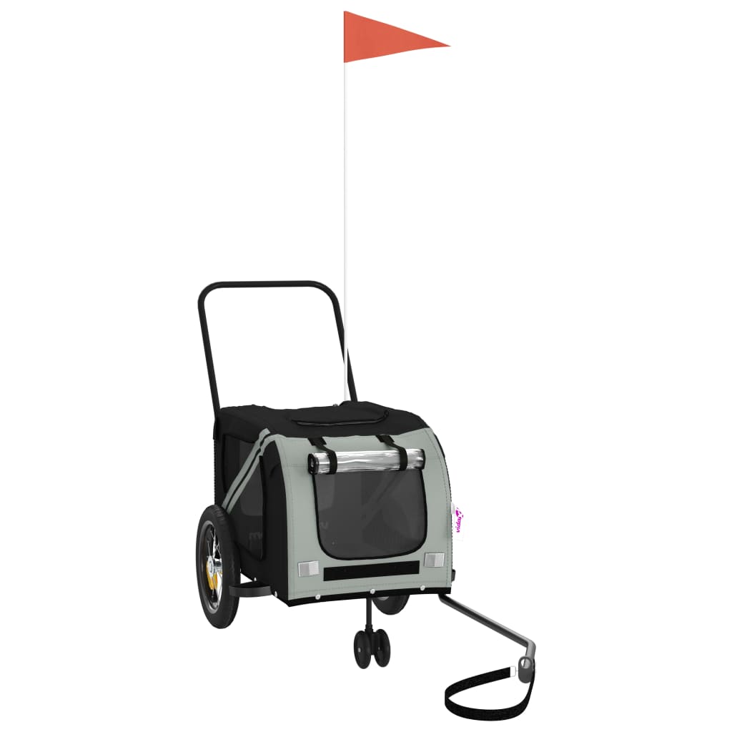 Pet Bike Trailer Grey and Black Oxford Fabric and Iron