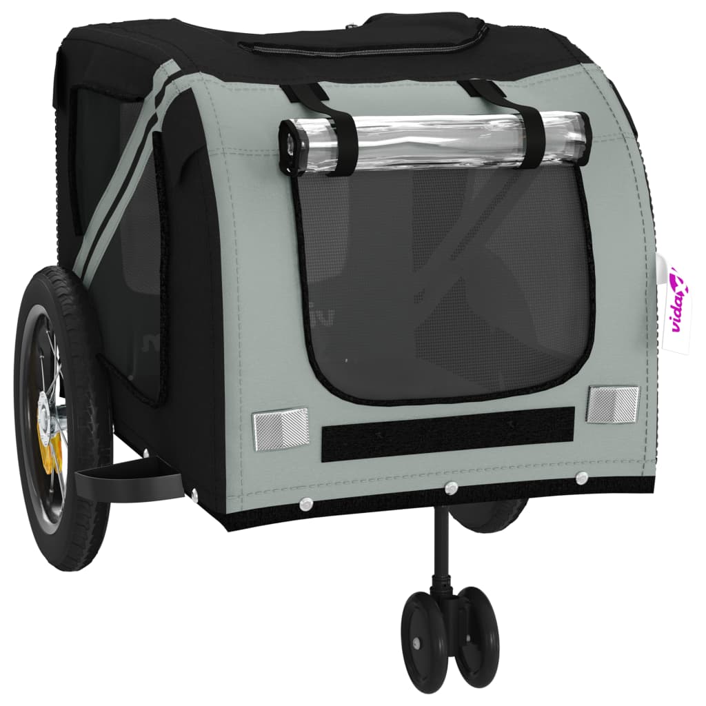 Pet Bike Trailer Grey and Black Oxford Fabric and Iron