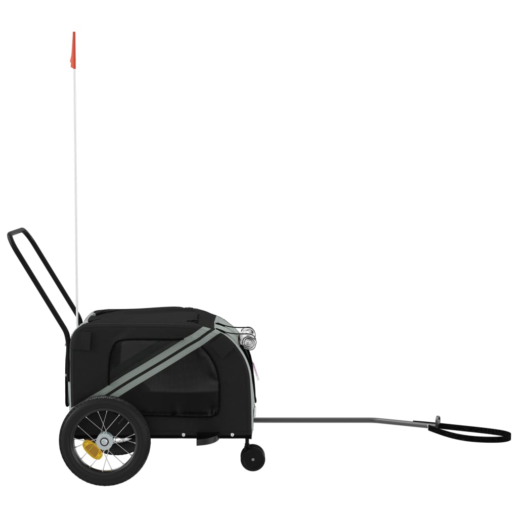 Pet Bike Trailer Grey and Black Oxford Fabric and Iron