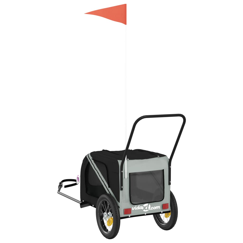 Pet Bike Trailer Grey and Black Oxford Fabric and Iron