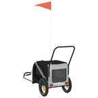 Pet Bike Trailer Grey and Black Oxford Fabric and Iron