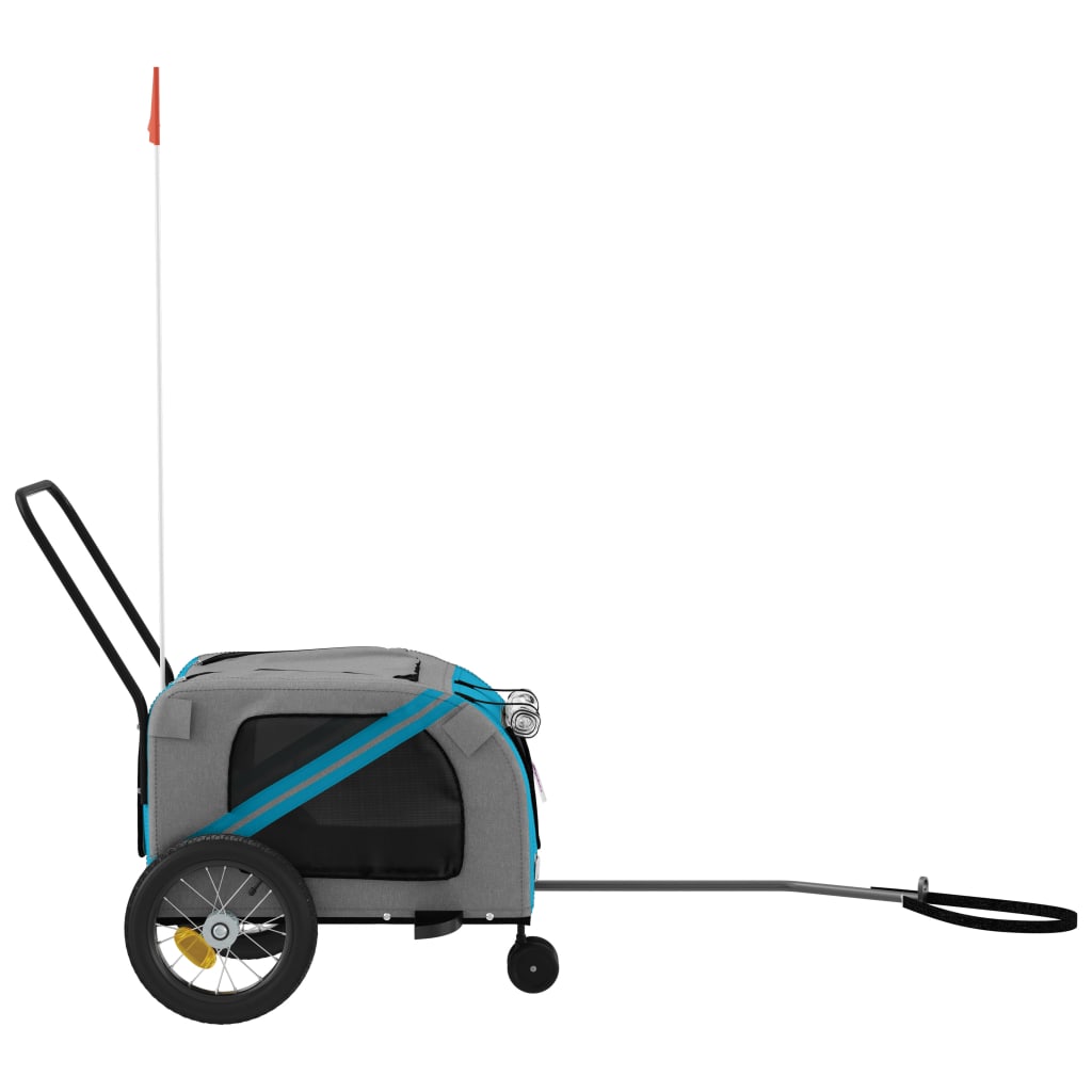 Pet Bike Trailer Blue and Black Oxford Fabric and Iron