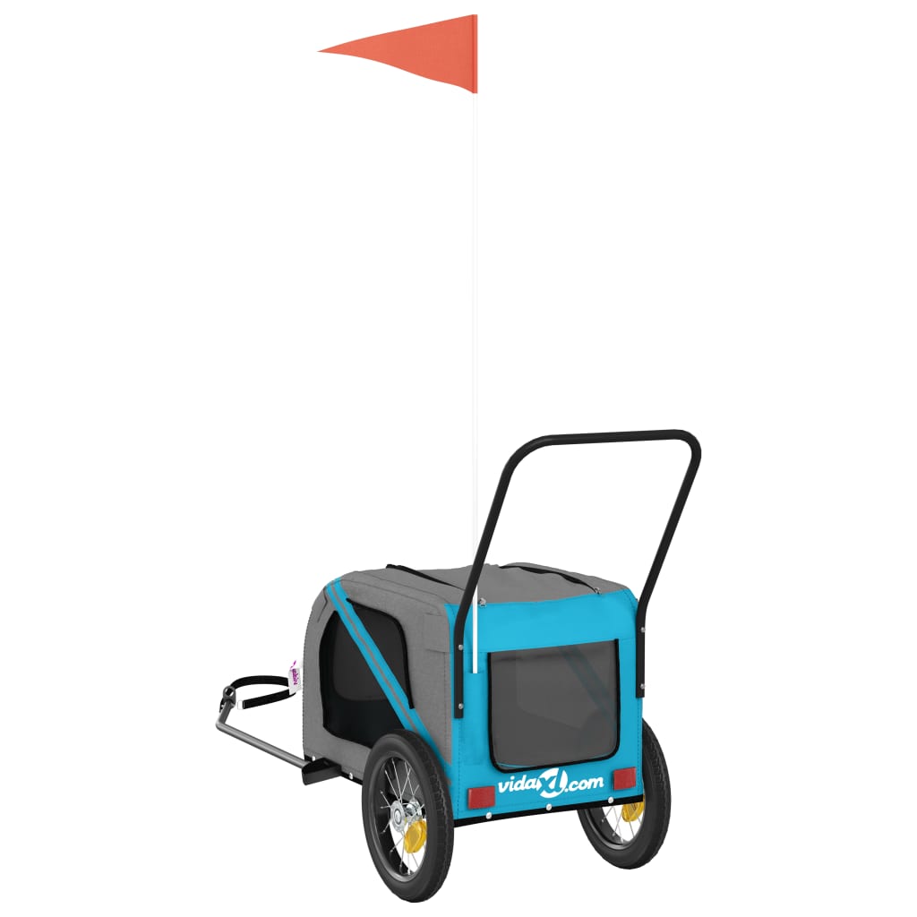 Pet Bike Trailer Blue and Black Oxford Fabric and Iron