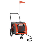Pet Bike Trailer Orange and Grey Oxford Fabric and Iron