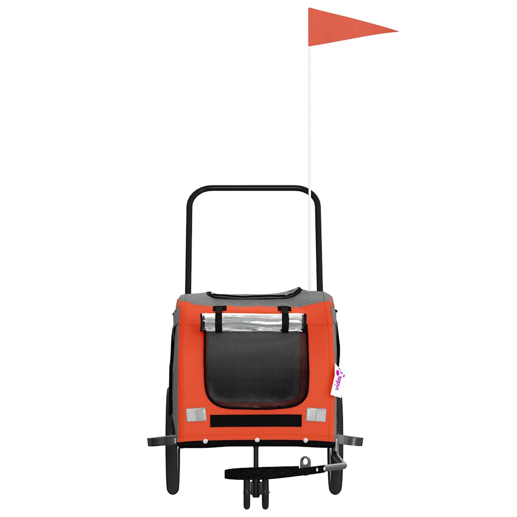 Pet Bike Trailer Orange and Grey Oxford Fabric and Iron