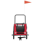 Pet Bike Trailer Red and Grey Oxford Fabric and Iron