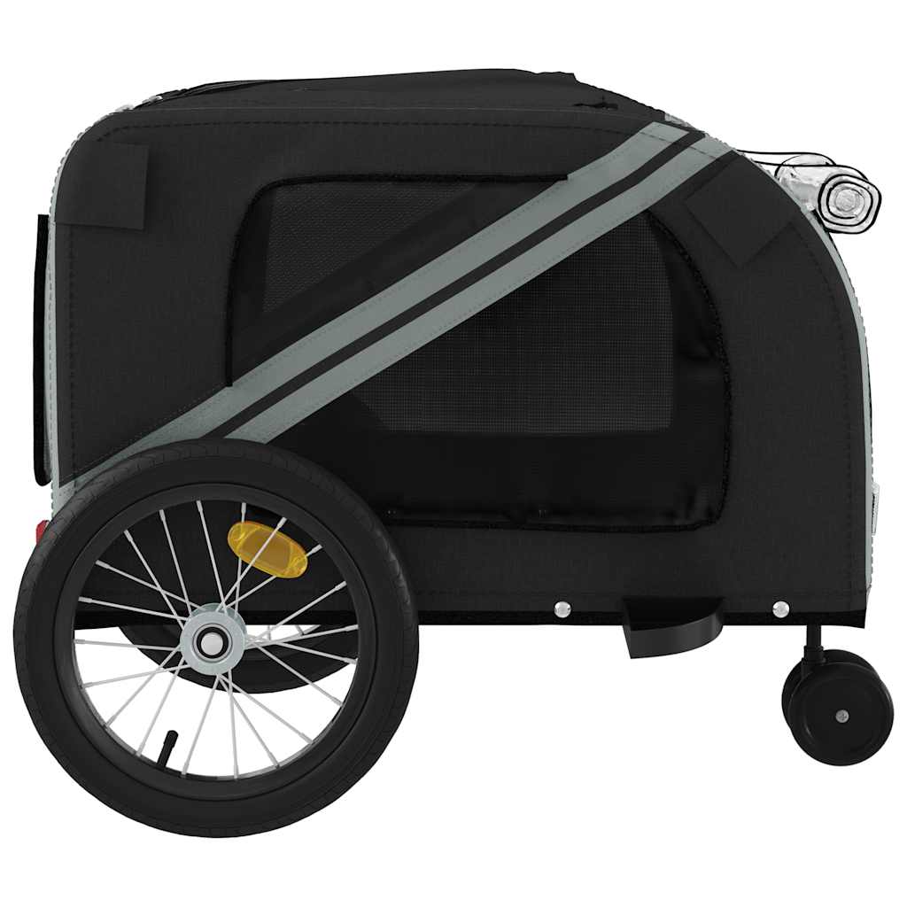 Pet Bike Trailer Grey and Black Oxford Fabric and Iron