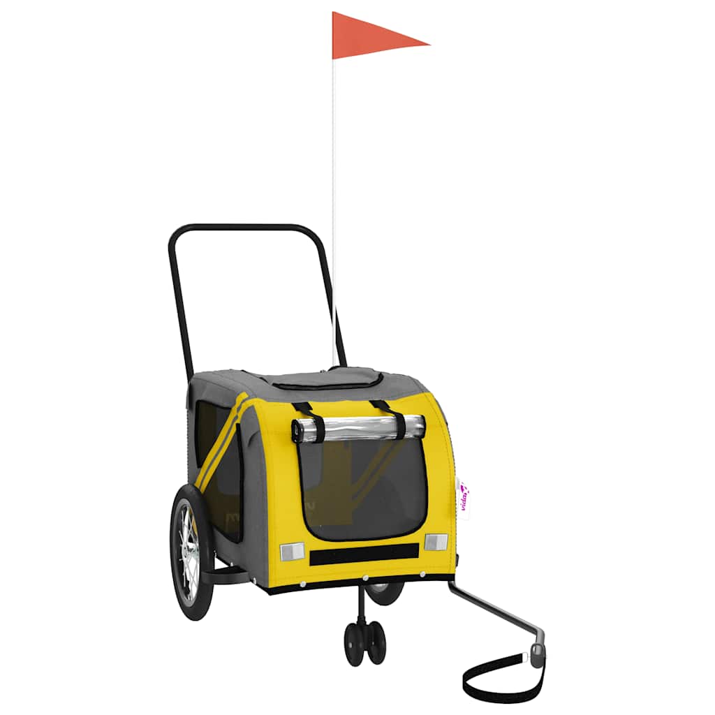 Pet Bike Trailer Yellow and Grey Oxford Fabric and Iron