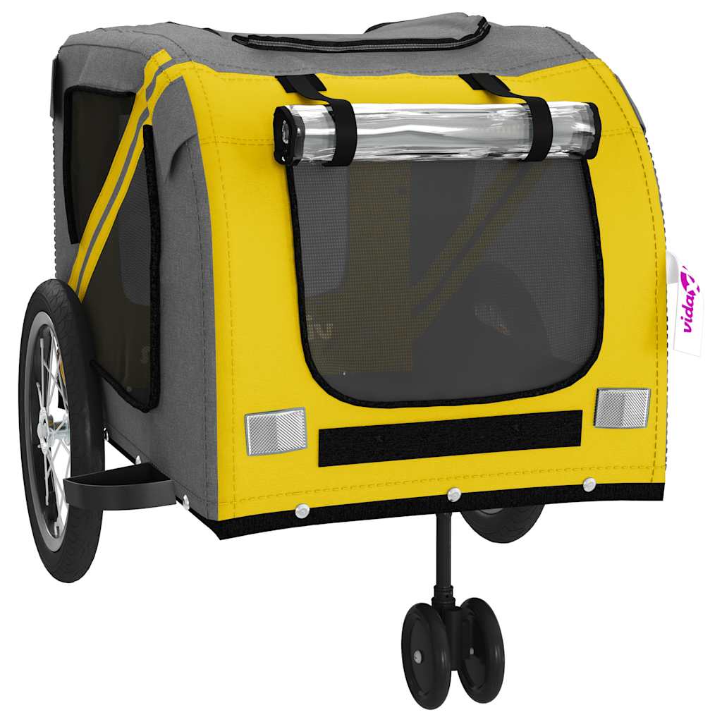Pet Bike Trailer Yellow and Grey Oxford Fabric and Iron