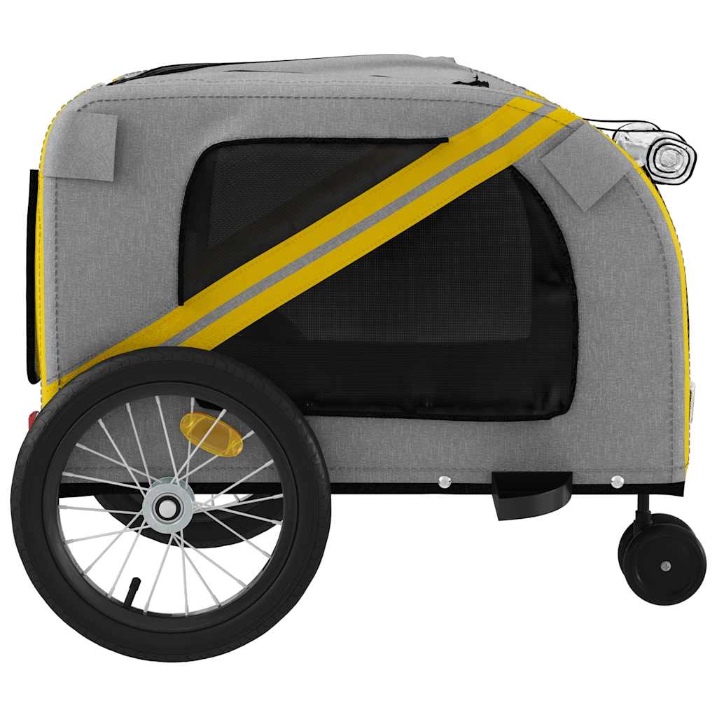 Pet Bike Trailer Yellow and Grey Oxford Fabric and Iron