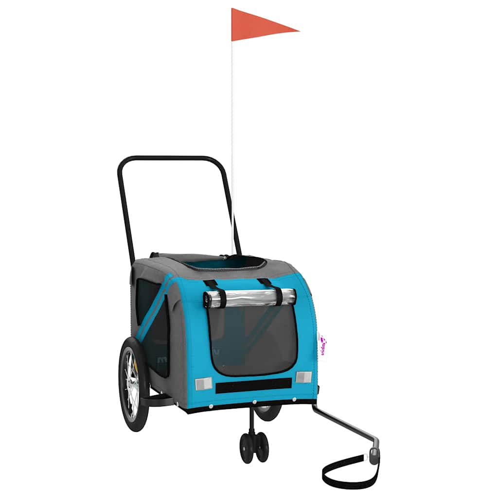 Pet Bike Trailer Blue and Grey Oxford Fabric and Iron