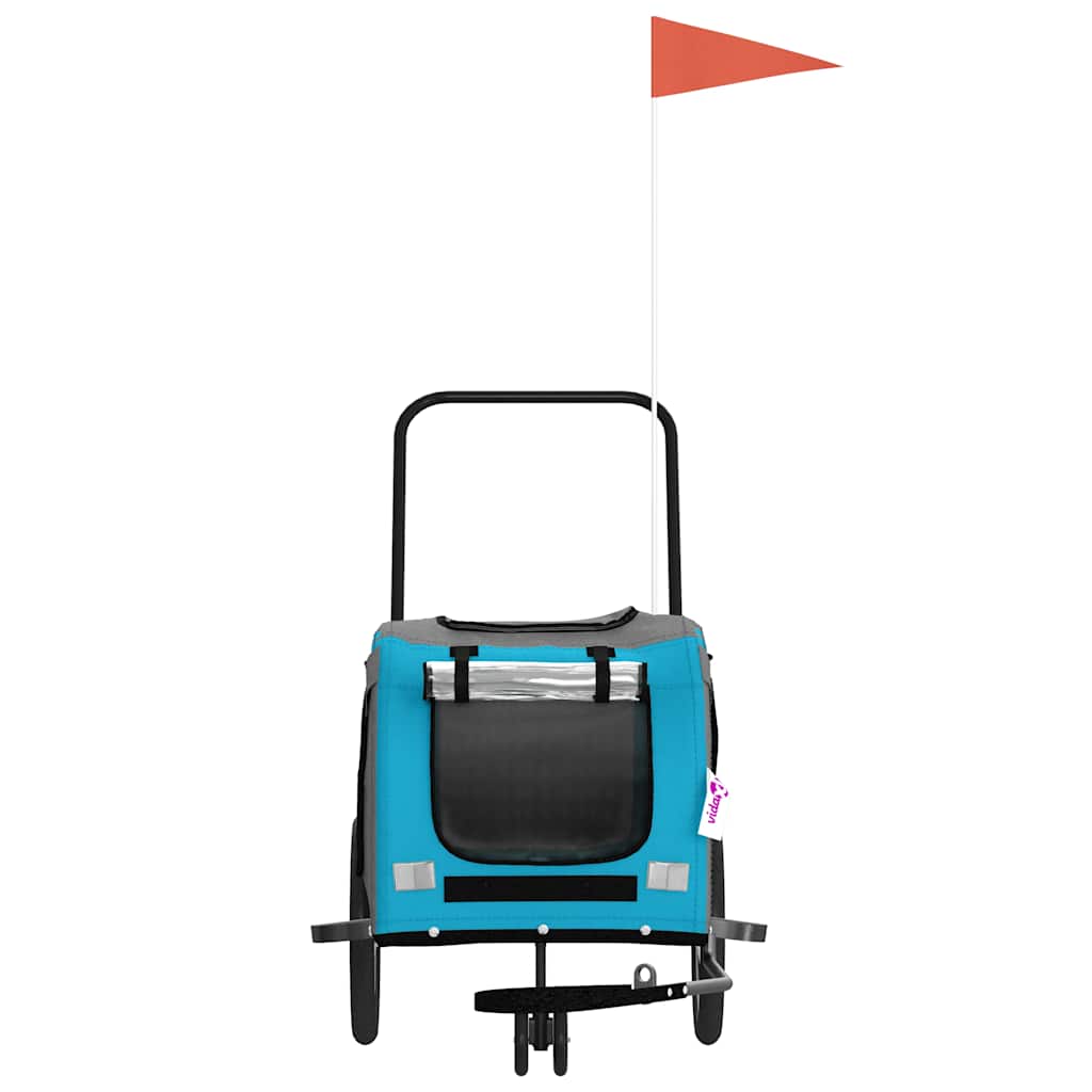 Pet Bike Trailer Blue and Grey Oxford Fabric and Iron