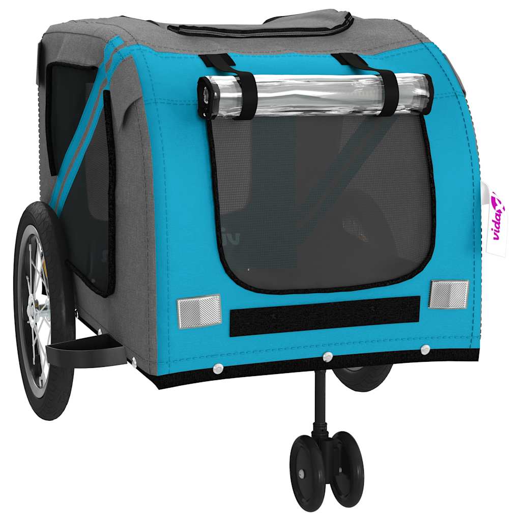 Pet Bike Trailer Blue and Grey Oxford Fabric and Iron