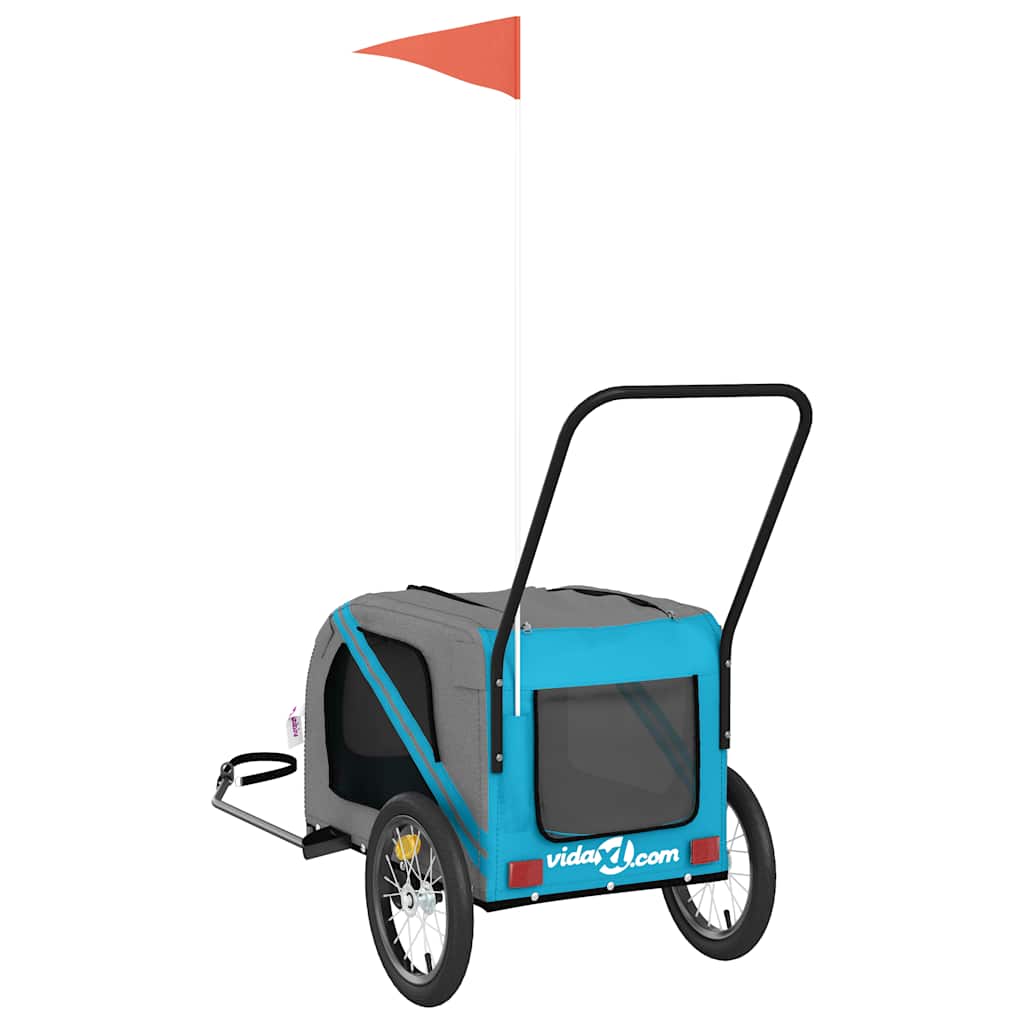 Pet Bike Trailer Blue and Grey Oxford Fabric and Iron