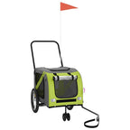 Pet Bike Trailer Green and Grey Oxford Fabric and Iron