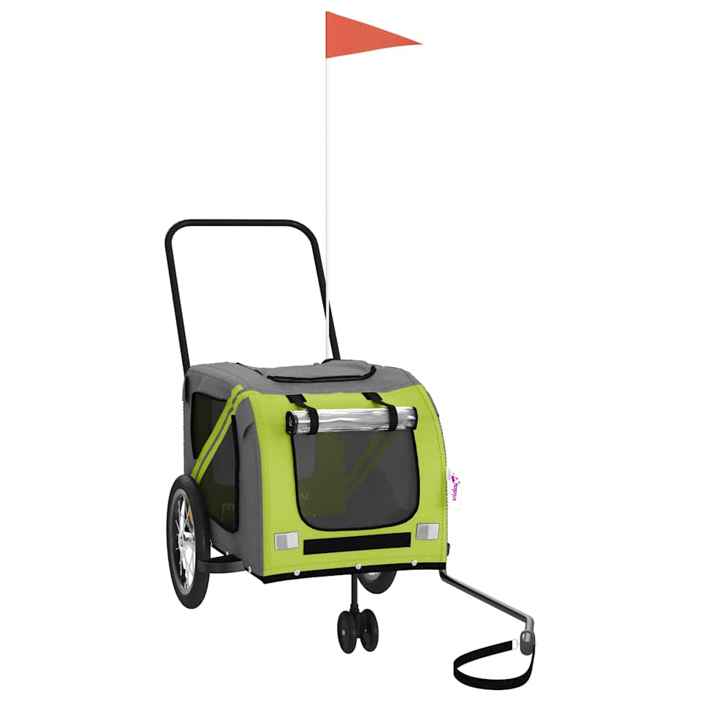 Pet Bike Trailer Green and Grey Oxford Fabric and Iron