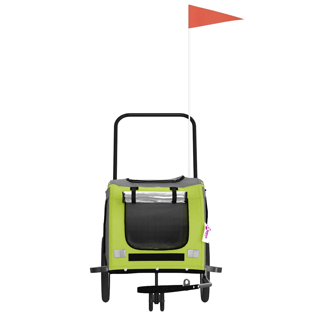 Pet Bike Trailer Green and Grey Oxford Fabric and Iron