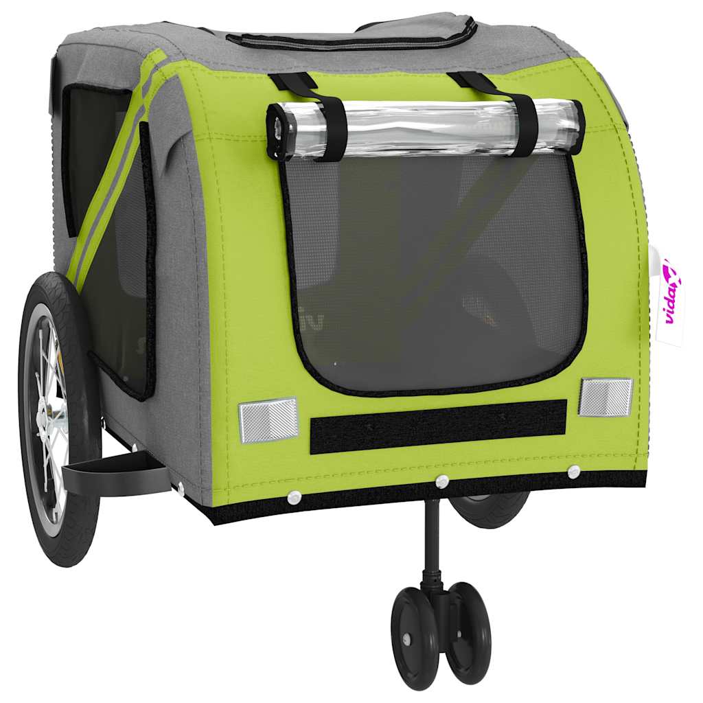 Pet Bike Trailer Green and Grey Oxford Fabric and Iron