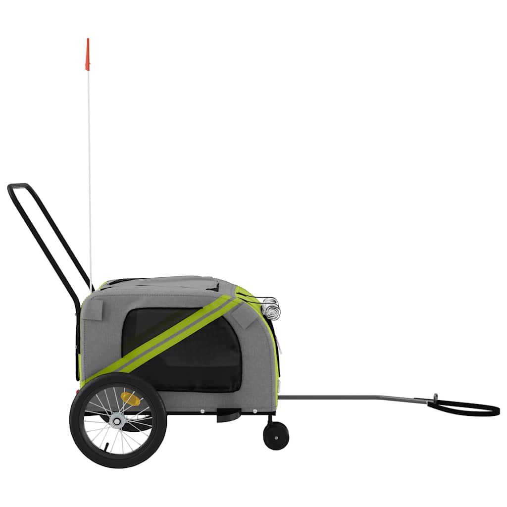 Pet Bike Trailer Green and Grey Oxford Fabric and Iron