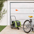 Pet Bike Trailer Green and Grey Oxford Fabric and Iron