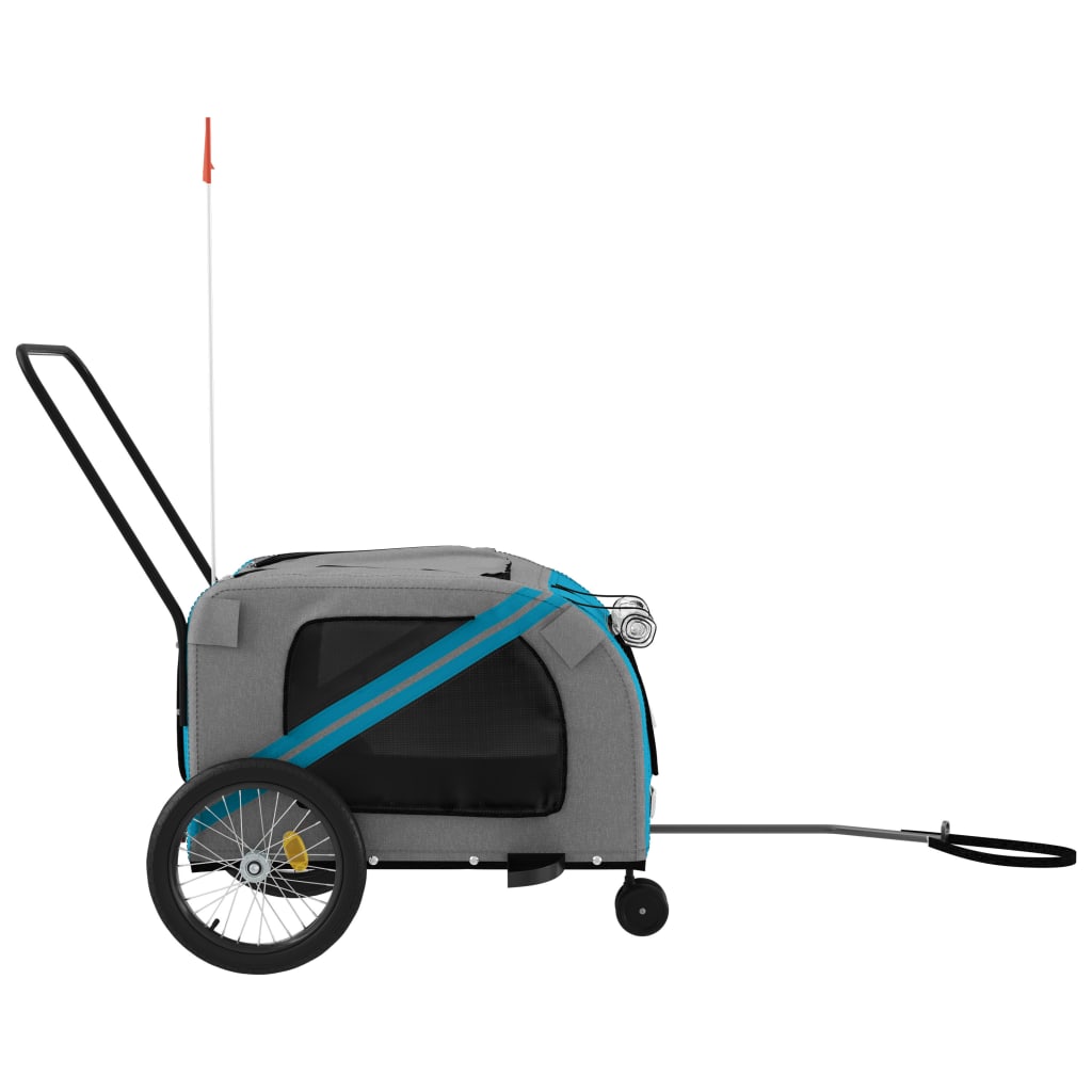Pet Bike Trailer Blue and Grey Oxford Fabric and Iron