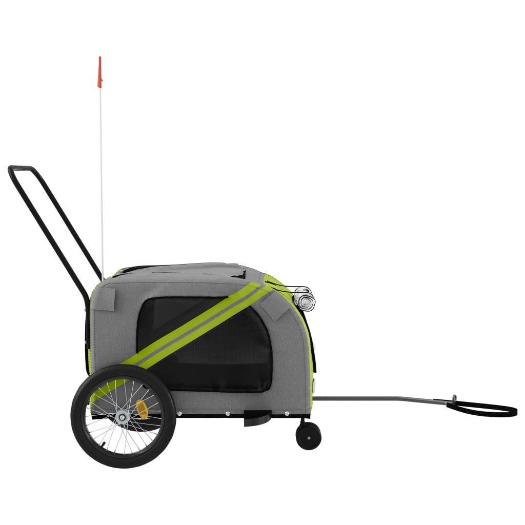 Pet Bike Trailer Green and Grey Oxford Fabric and Iron