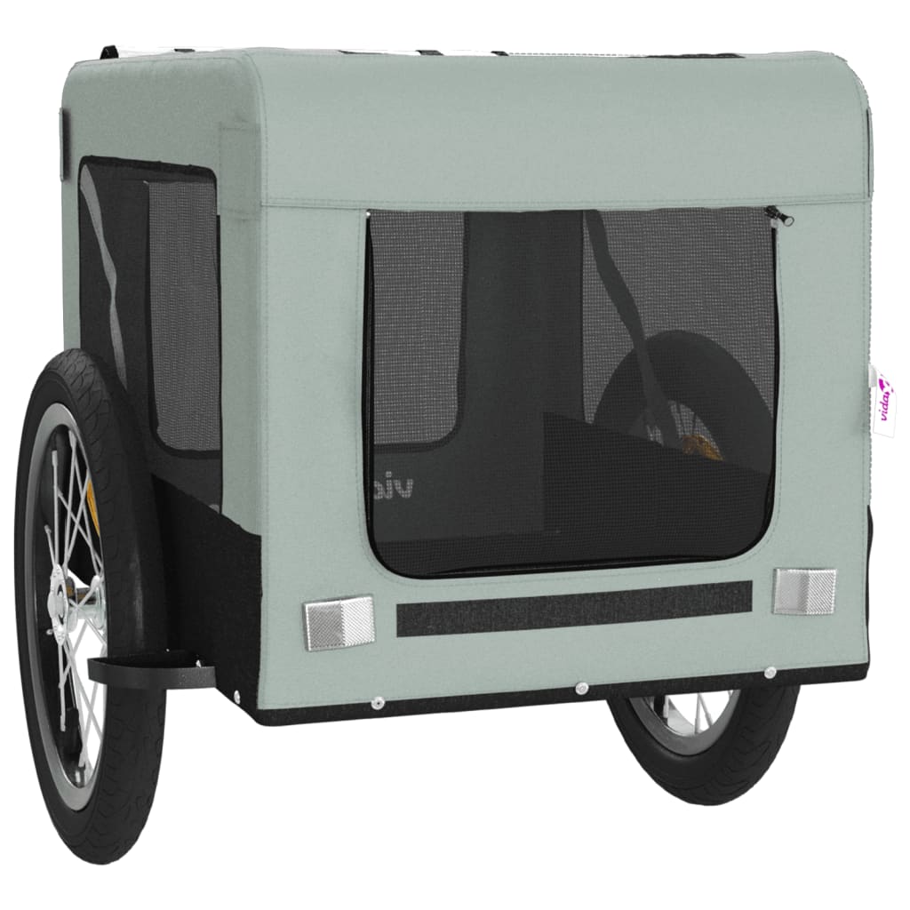 Pet Bike Trailer Grey and Black Oxford Fabric&Iron
