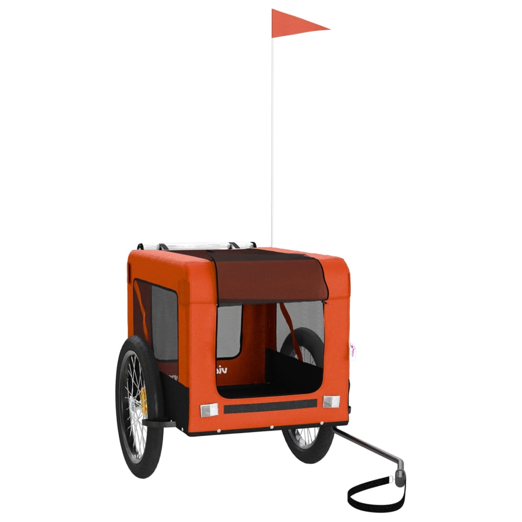 Pet Bike Trailer Orange and Black Oxford Fabric&Iron