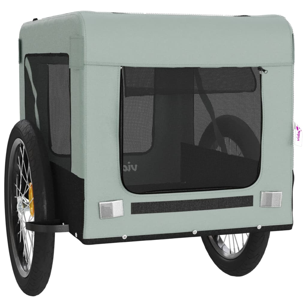 Pet Bike Trailer Grey and Black Oxford Fabric&Iron
