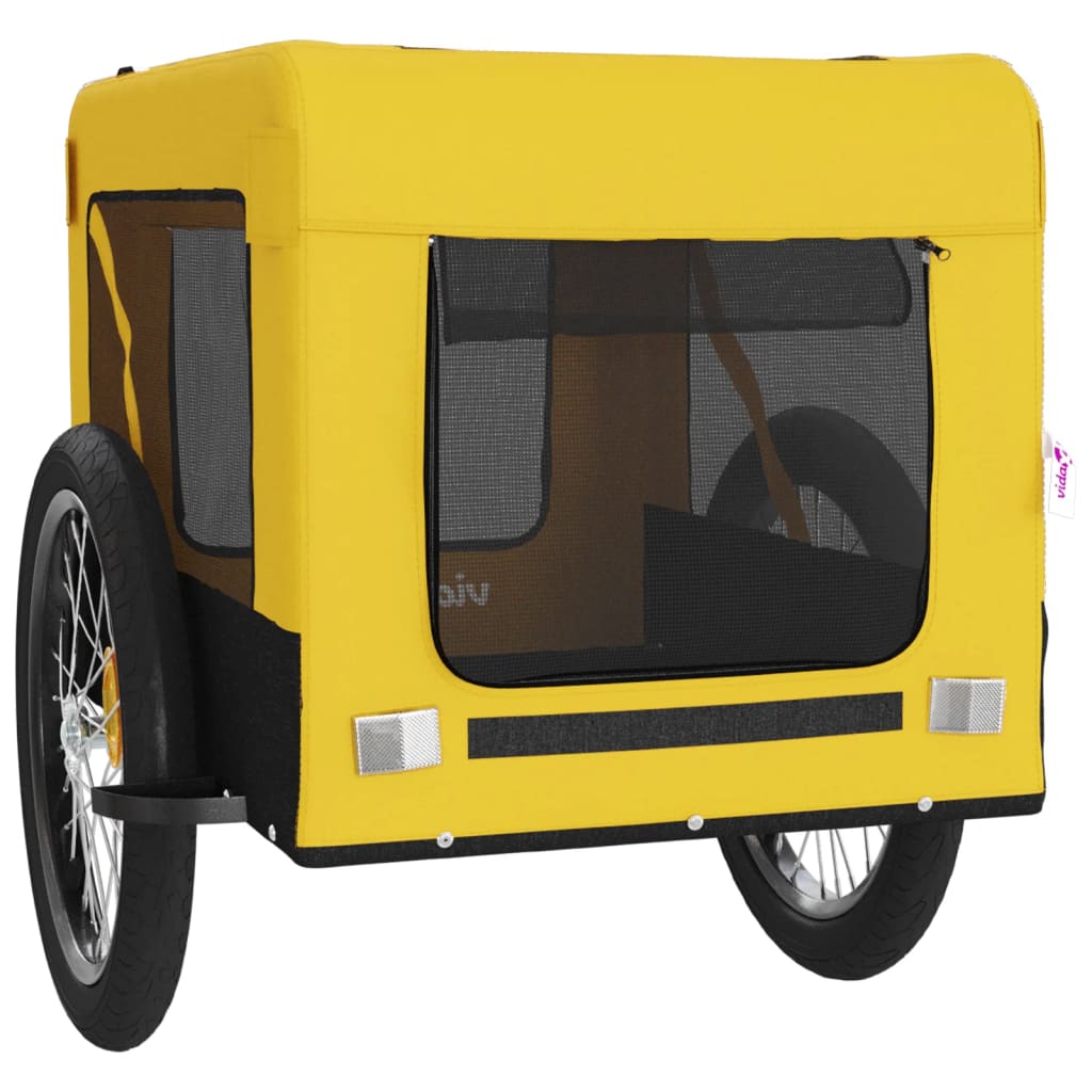 Pet Bike Trailer Yellow and Black Oxford Fabric&Iron